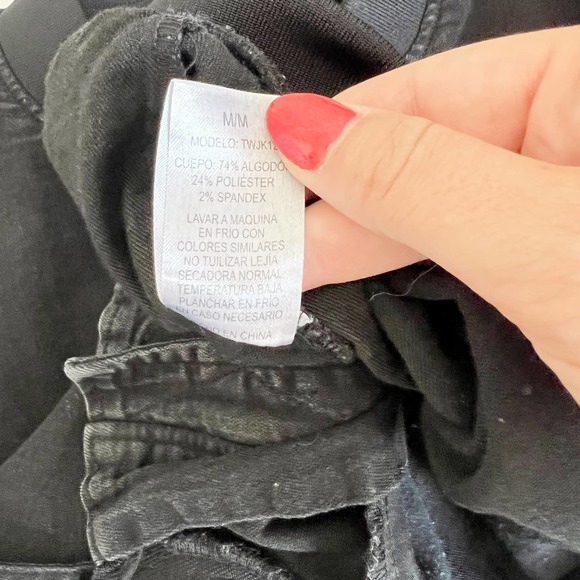 Ci Sono Black Denim Full Zip Long Sleeve Bomber Jacket Women's Size Medium M - Picture 9 of 10